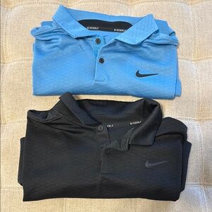 Nike Men's Blue and Black Polo Shirts